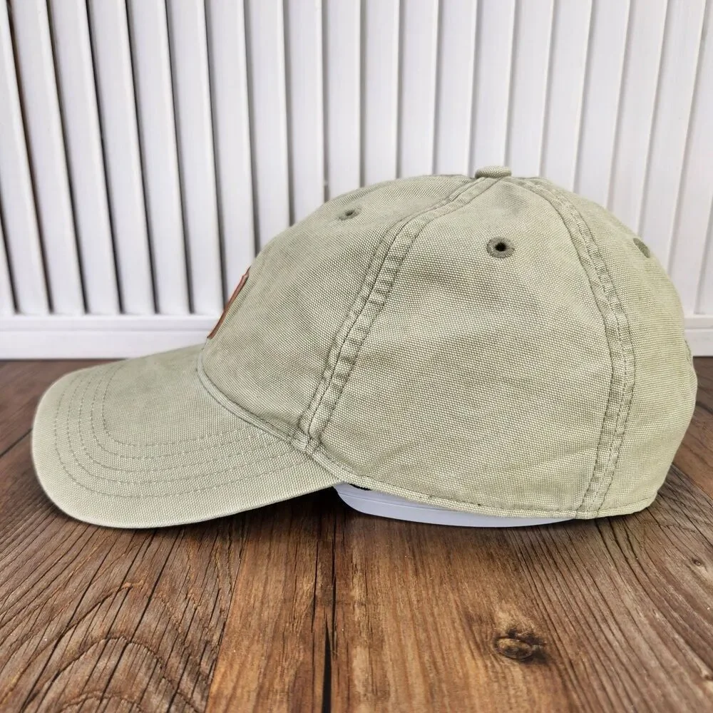 Carhartt Canvas Dad Hat Leather Patch Strapback Green Workwear Cap Casual Adult